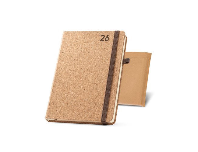 Agenda A5 em cortia com suporte para esferogrfica