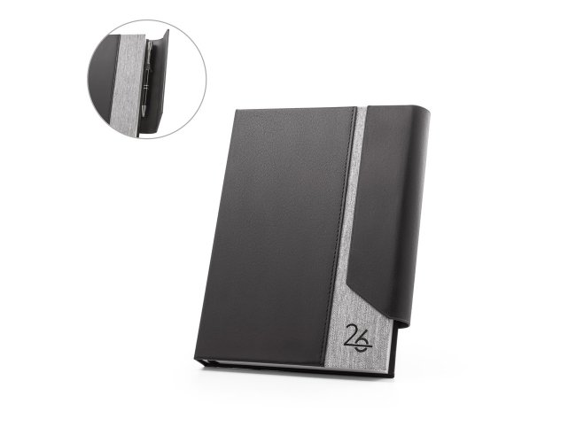 Agenda A5 em PU (58% reciclado) e PET reciclado (100% rPET) 300D
